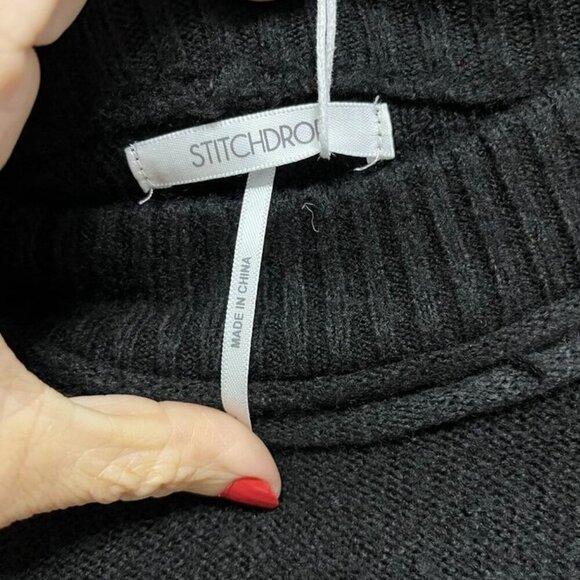 Stitchdrop Stowe Ribbed Trim Sweater Dress | Size L | Black - Picture 4 of 8
